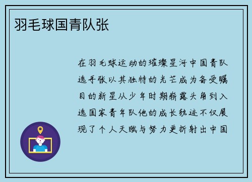羽毛球国青队张